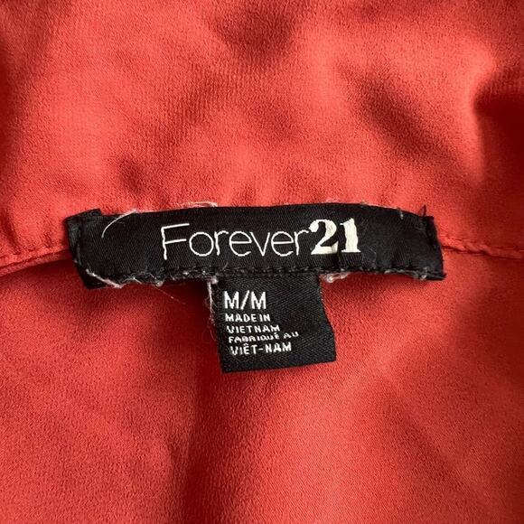 Forever 21 Orange Collared 3/4 Top, M - Picture 4 of 5